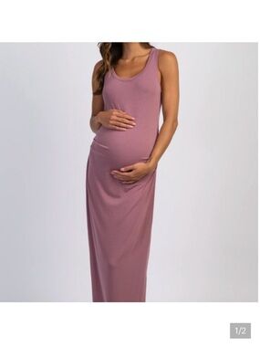 Pink Blush Sleeveless Mauve Maternity Maxi Dress
